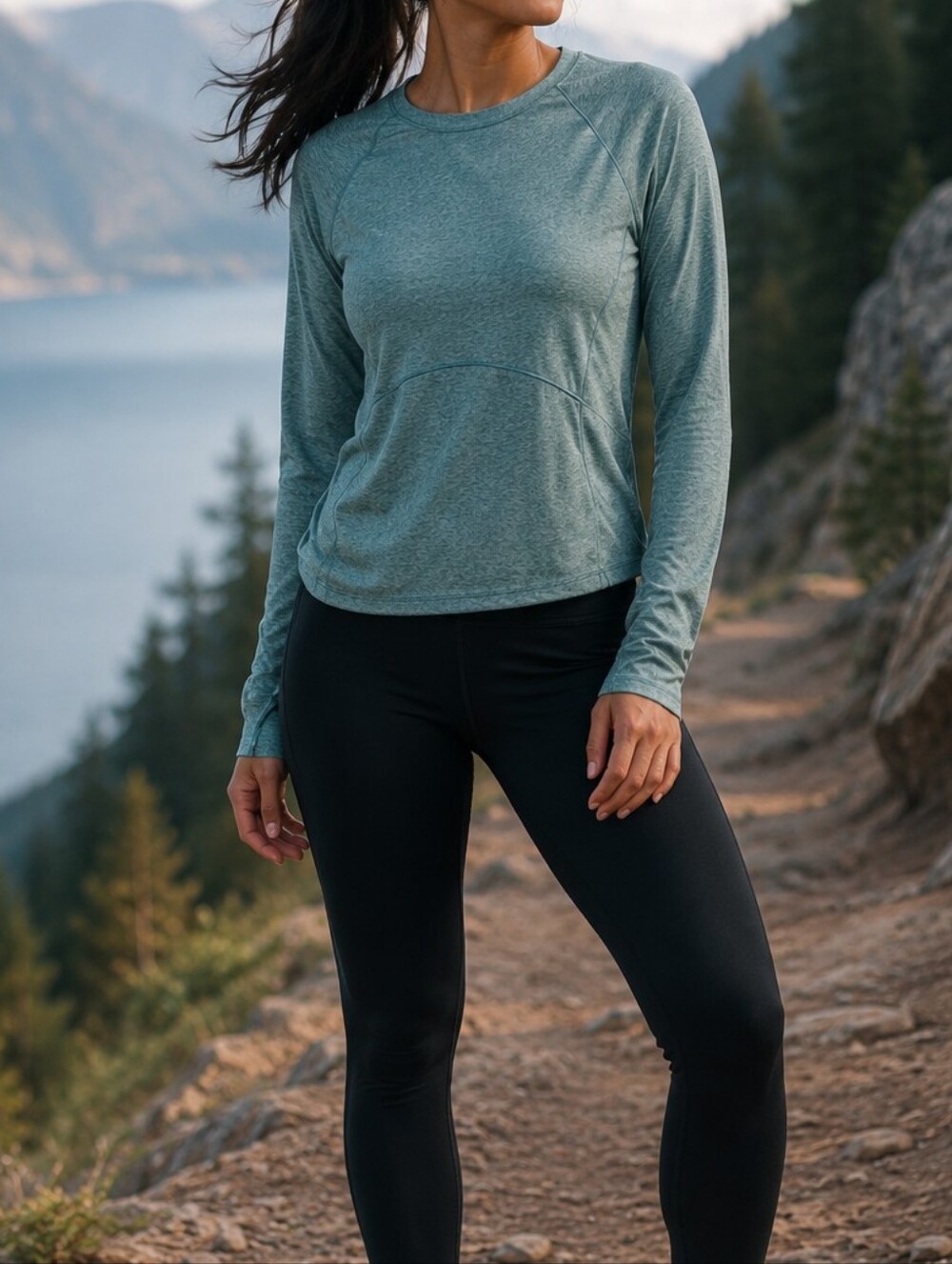 Spyder Teal Heather Performance Long Sleeve Activewear Top | Athleisure Workout